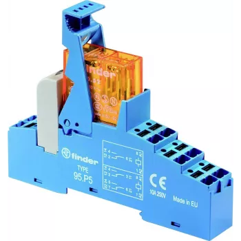 Finder 48.P6.9.024.4050 Módulo de relé de interface, bobina 24 V DC, contacto 16 A SPDT, montagem em calha DIN, indicador LED