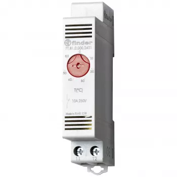 Finder Termostato para armário elétrico 7T.81.0.000.2402, 1 contacto NC, 250 V AC, 10 A, 0-60 °C, calha DIN