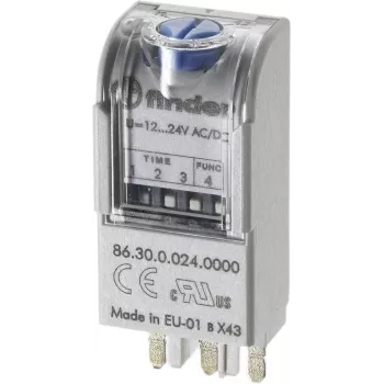 Módulo relé temporizador multifunções FINDER 86.30, 24V AC/DC, 1 CO 16A, 8 funções, 0,05s-100h 863000240000T