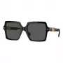 Versace VE4441 GB1-87 Óculos de sol para mulher, retangulares, preto/cinzento, 55mm