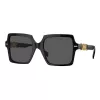Versace VE4441 GB1-87 Óculos de sol para mulher, retangulares, preto/cinzento, 55mm