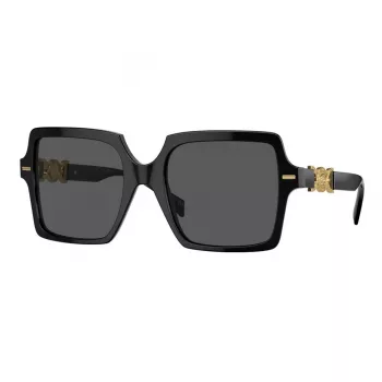 Versace VE4441 GB1-87 Óculos de sol para mulher, retangulares, preto/cinzento, 55mm