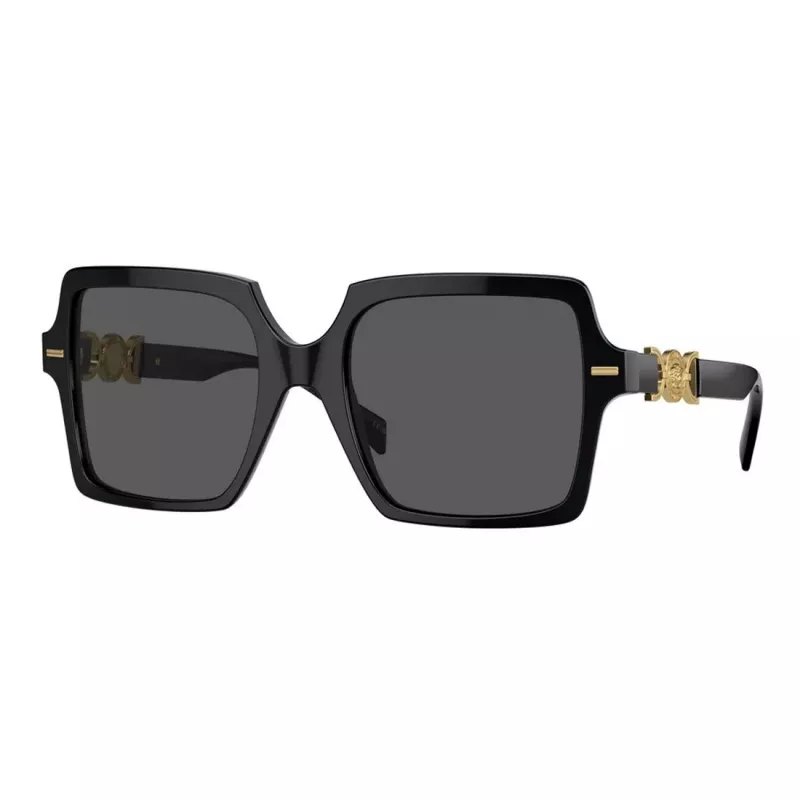 Versace VE4441 GB1-87 Óculos de sol para mulher, retangulares, preto/cinzento, 55mm