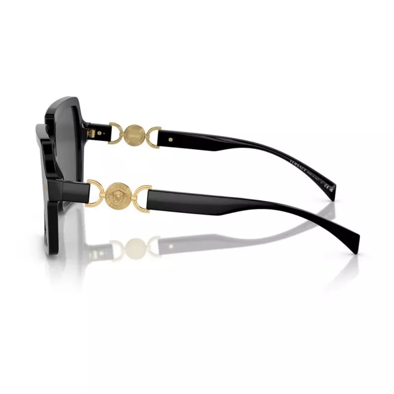 Versace VE4441 GB1-87 Óculos de sol para mulher, retangulares, preto/cinzento, 55mm