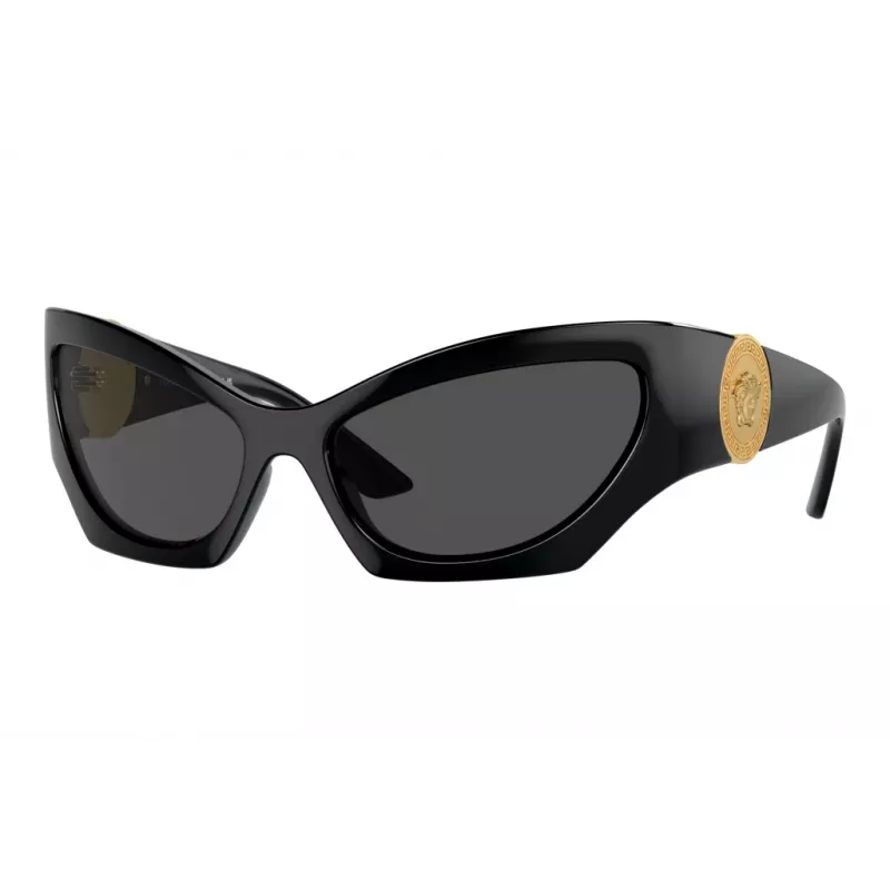 Versace VE4450-GB1-87 Óculos de sol para homem, armação preta, lentes cinzentas, 60/16/125 mm