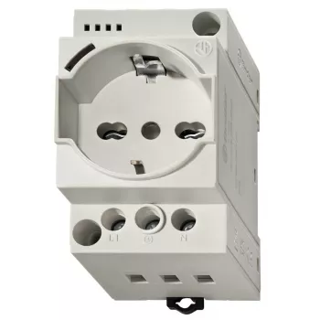 Finder 7U.00.8.230.0000 Tomada Schuko para calha DIN, 230 V AC, 16 A, cinzento RAL 7035
