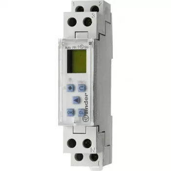 FINDER 127100240000 Temporizador digital programável, 1 comutador 16A, 24V AC/DC, calha DIN