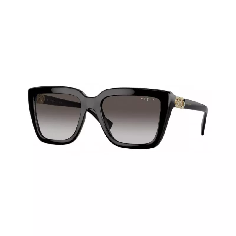 Vogue VO5575SBW448G Óculos de sol de mulher, armação quadrada em acetato, Preto, lentes cinzentas degradê, 55mm