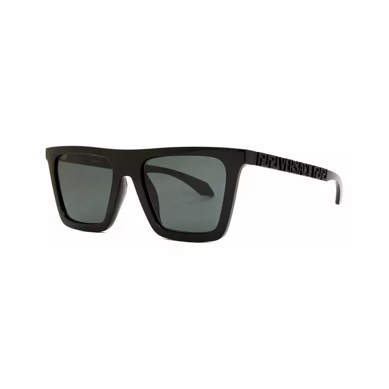 Versace VE4468UGB187 Óculos de sol de mulher estilo cat-eye, armação preta, lentes cinzentas escuras, 53-19-140 mm