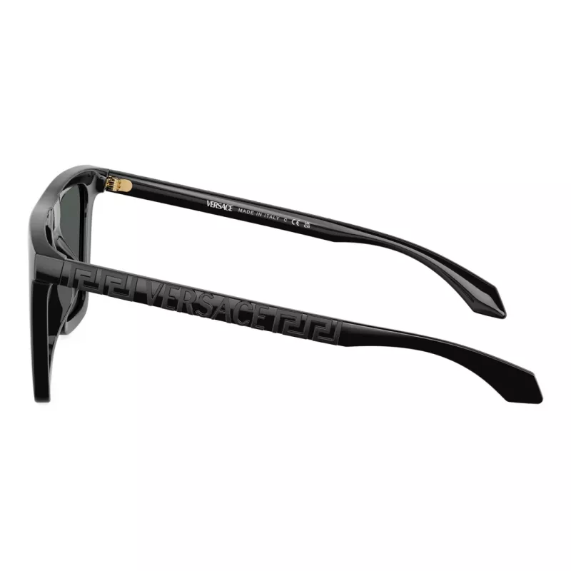 Versace VE4468UGB187 Óculos de sol de mulher estilo cat-eye, armação preta, lentes cinzentas escuras, 53-19-140 mm