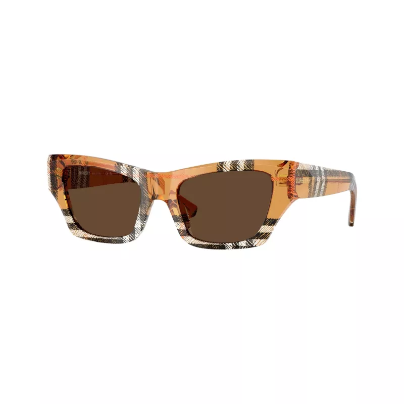Óculos de sol Burberry BE4441U414673 para mulher, retangulares, Havana, com lentes degradê castanhas 52/19/140 mm