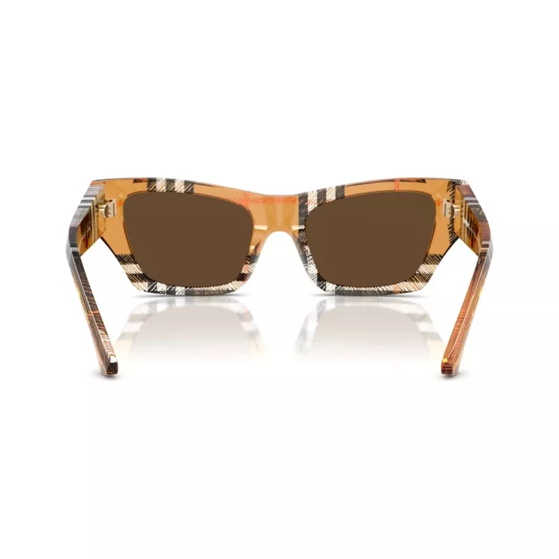 Óculos de sol Burberry BE4441U414673 para mulher, retangulares, Havana, com lentes degradê castanhas 52/19/140 mm