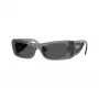 Óculos de sol cat-eye Versace VE4481-550287 para mulher, armação cinzenta transparente, lentes cinzento-escuro, 54mm