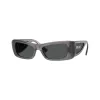 Óculos de sol cat-eye Versace VE4481-550287 para mulher, armação cinzenta transparente, lentes cinzento-escuro, 54mm