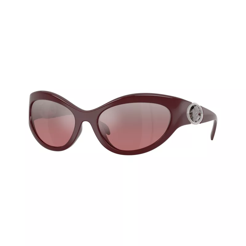 Óculos de sol cat-eye Versace VE4485-54877E para mulher, armação Havana, lentes degradê castanho-escuro, 59mm