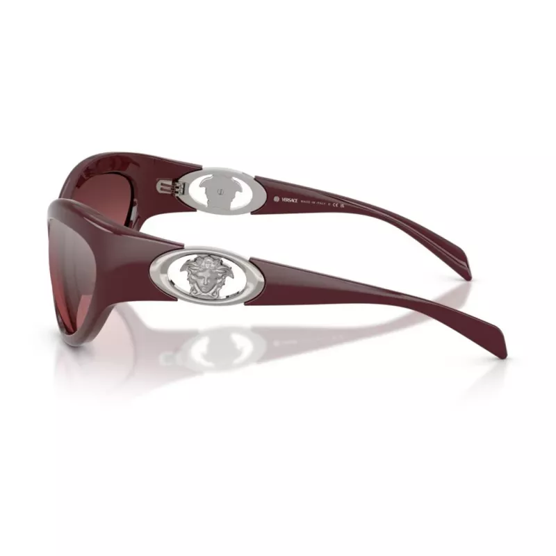 Óculos de sol cat-eye Versace VE4485-54877E para mulher, armação Havana, lentes degradê castanho-escuro, 59mm