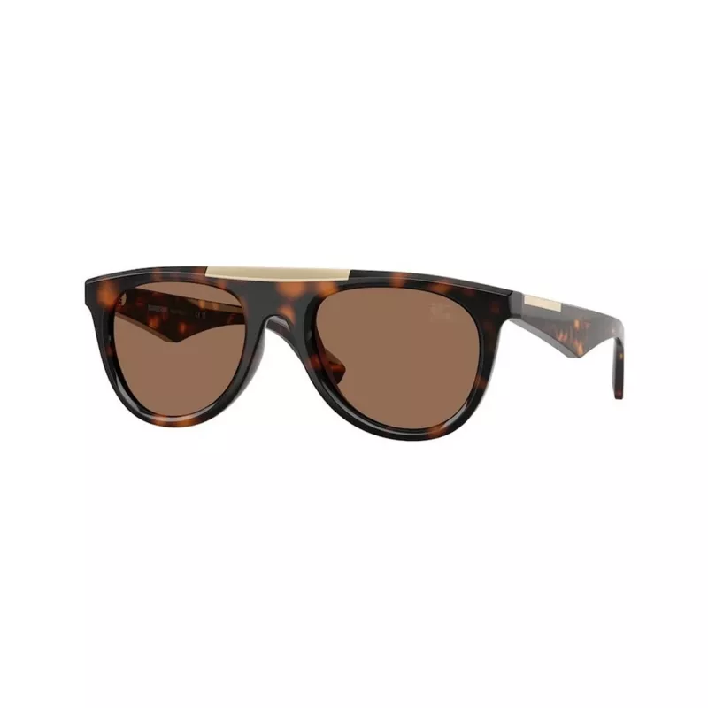 Óculos de sol retangulares Burberry BE4452U300273 para homem, armação Havana escuro, lentes castanhas, 53-21-145 mm