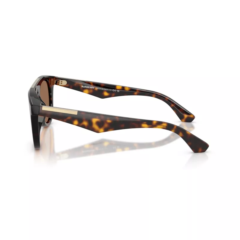 Óculos de sol retangulares Burberry BE4452U300273 para homem, armação Havana escuro, lentes castanhas, 53-21-145 mm