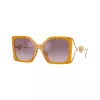 Óculos de sol cat-eye Versace VE4502U55376X para mulher, armação rosa transparente, lentes cinzento-escuro, 58/16/130 mm