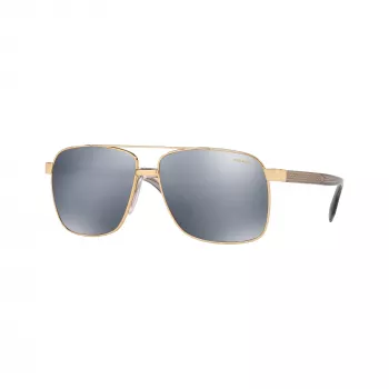 Óculos de sol de piloto Versace VE2174-1002Z3 para homem, armação preta, lentes espelhadas cinzentas, 59/13/145 mm