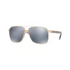 Óculos de sol de piloto Versace VE2174-1002Z3 para homem, armação preta, lentes espelhadas cinzentas, 59/13/145 mm