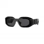 Óculos de sol retangulares Versace VE4425U536087 para homem, armação cinzento transparente, lentes cinzento escuro, 54-18-145