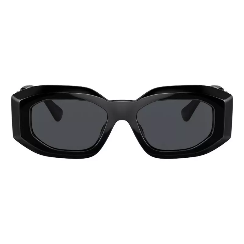 Óculos de sol retangulares Versace VE4425U536087 para homem, armação cinzento transparente, lentes cinzento escuro, 54-18-145