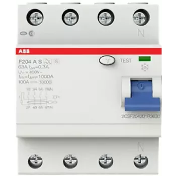 Interruptor diferencial ABB F204AS-63/0.3 4P 63A 300mA Tipo A 2CSF204201R3630