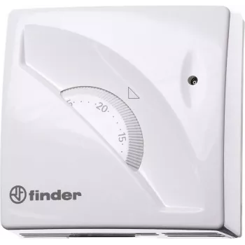 Termostato de ambiente de montagem à superfície Finder 1T010, 7 a 30 °C, branco