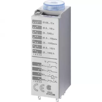 Relé temporizador multifunções Finder 85.04.0.125.0000, 125V AC/DC, 0,05s-360000s, 4 inversores