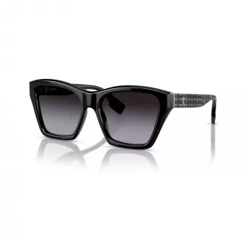 Burberry BE439130018G5 óculos de sol de mulher, quadrados, acetato, armação preta, lentes cinzentas degradê, 54mm