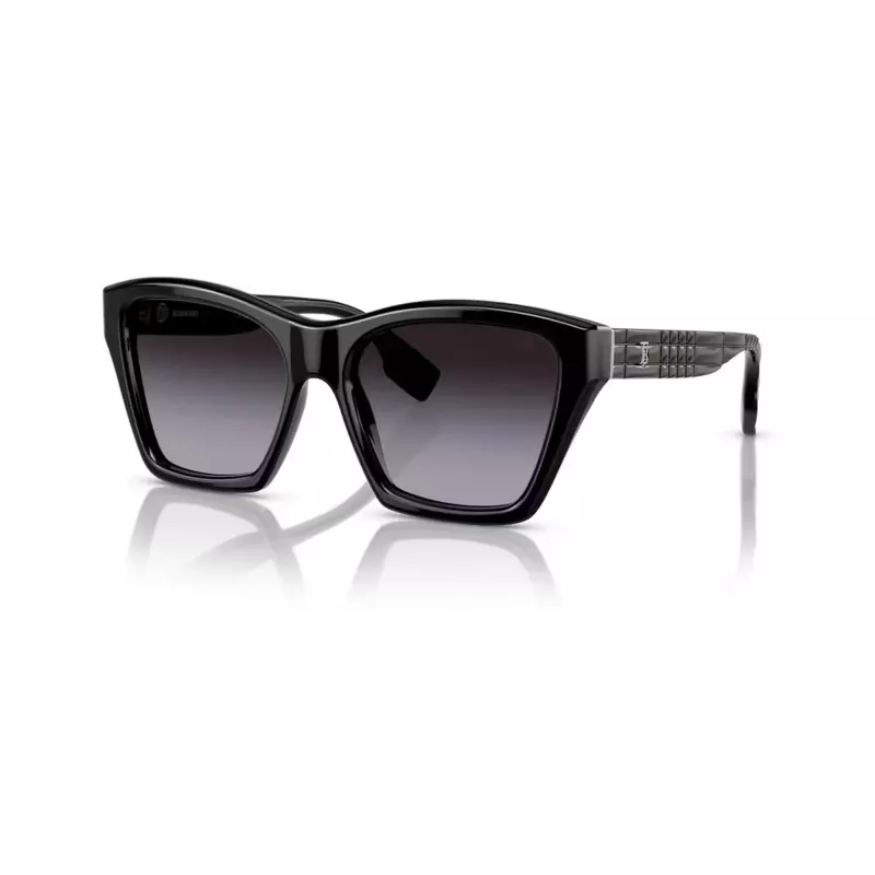 Burberry BE439130018G5 óculos de sol de mulher, quadrados, acetato, armação preta, lentes cinzentas degradê, 54mm