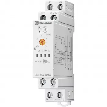 Finder 13.61.0.024.0000 Relé de impulso, 1 comutador, 16 A, bobina 24 V AC/DC, calha DIN