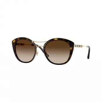Burberry BE4251Q300213 Óculos de sol de mulher formato olho de gato, armação Havana escuro, lentes castanhas degradê, 53mm