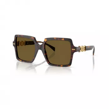 Versace VE4441-108-73 óculos de sol de mulher - armação Havana, lentes castanhas, 55mm