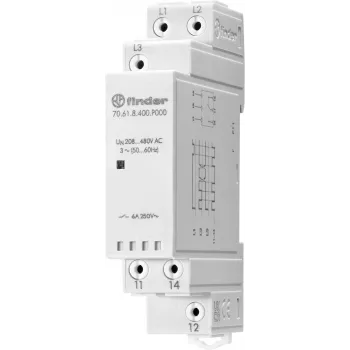 Finder 70.61.8.400.P000 relé de monitorização de tensão de 3 fases, 400 V AC, 1 contacto inversor, calha DIN