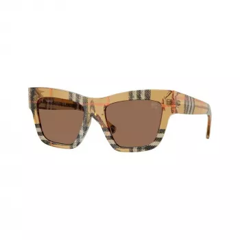 Burberry BE4449-414673 óculos de sol de mulher, armação quadrada em acetato, Havana/tartaruga, lentes castanhas, 53/19/140 mm