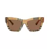 Burberry BE4449-414673 óculos de sol de mulher, armação quadrada em acetato, Havana/tartaruga, lentes castanhas, 53/19/140 mm