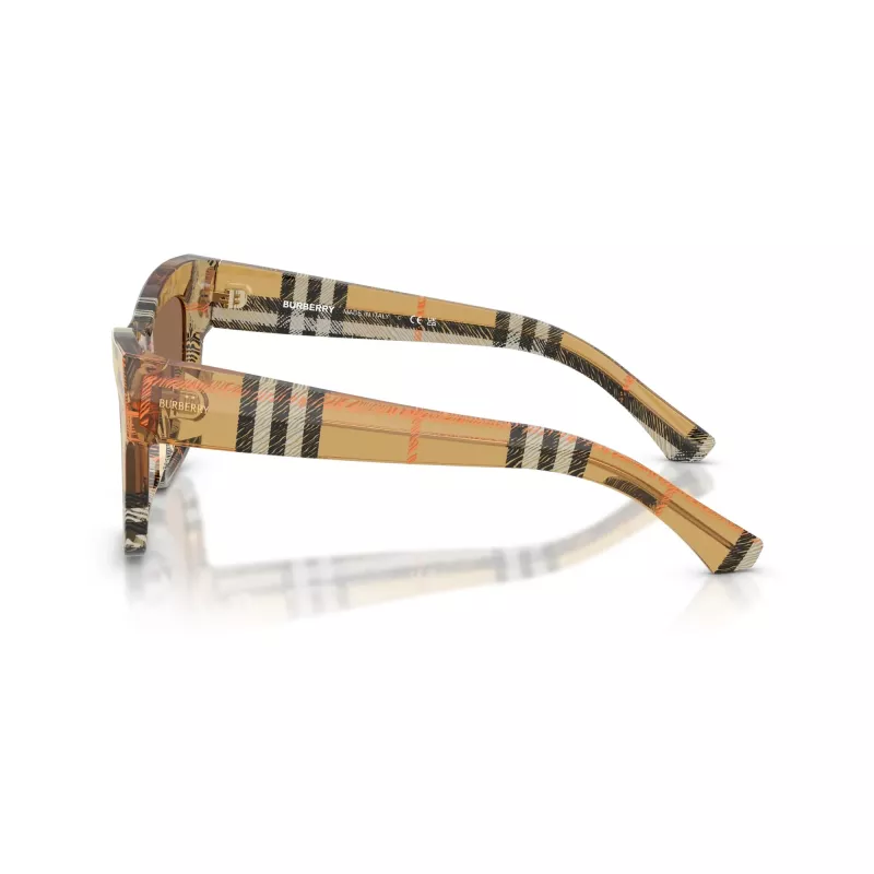 Burberry BE4449-414673 óculos de sol de mulher, armação quadrada em acetato, Havana/tartaruga, lentes castanhas, 53/19/140 mm