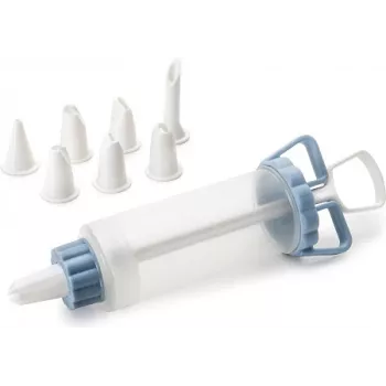 IBILI 104629 conjunto de saco de pasteleiro para pastelaria, 18 cm, 6 boquilhas de aço inoxidável, branco