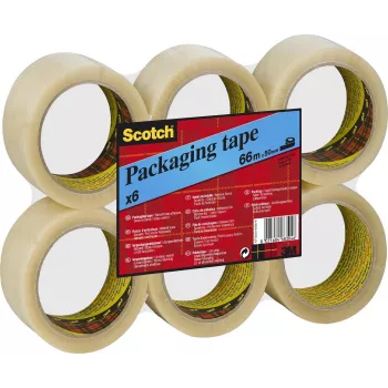 3M Scotch Fita de embalagem 6890, 50mm x 66m, PVC transparente, forte aderência, silenciosa, 50 mícrones - 1 rolo (PVC6RT)