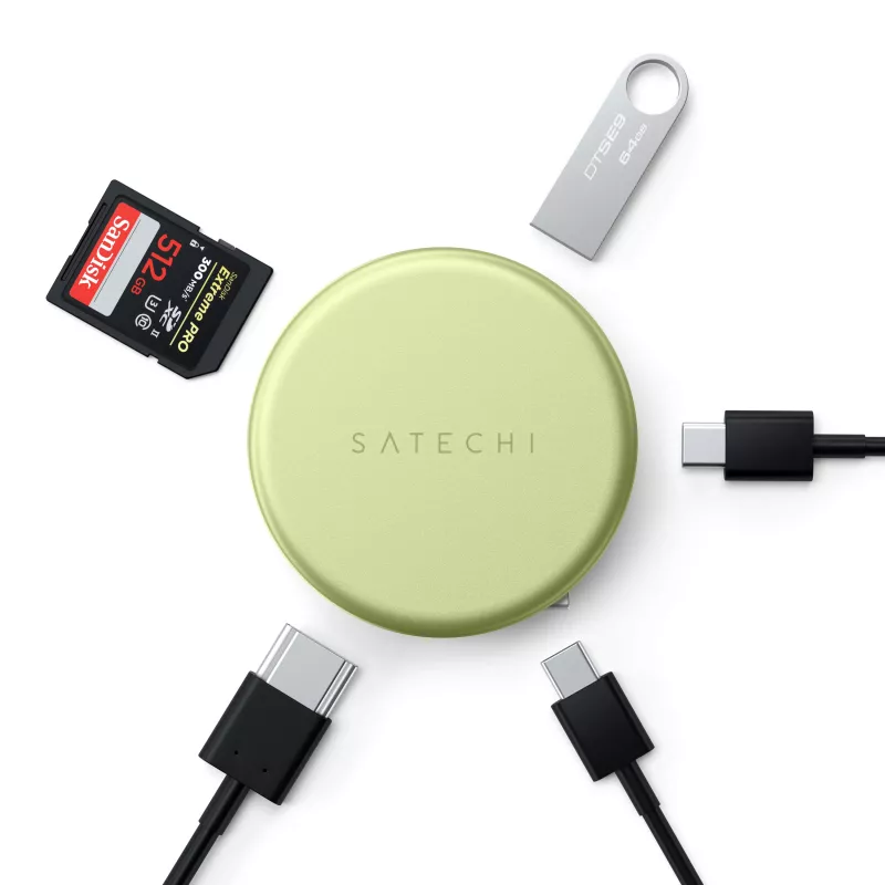 Satechi OntheGo adaptador multiporta 5-em-1 - hub USB-C com HDMI 4K, USB-C 5Gbps, USB-A 5Gbps, leitor de cartões SD, 60W PD pass-through (Citrus)