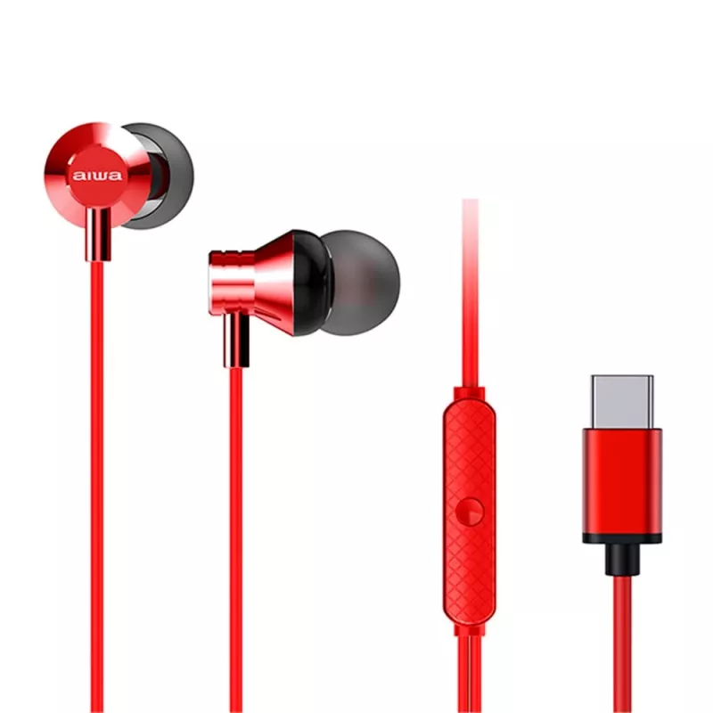 AIWA ESTM-50USB-C/RD Auriculares estéreo intra-auriculares com microfone, USB, vermelho