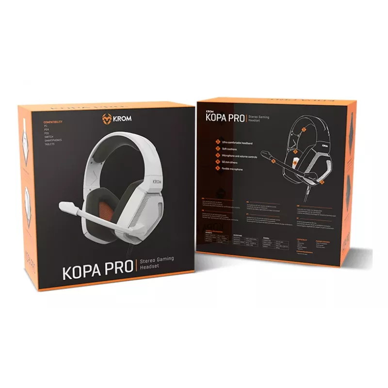 Headset de gaming com fios KROM KOPA PRO branco NXKROMKOPAPROWH