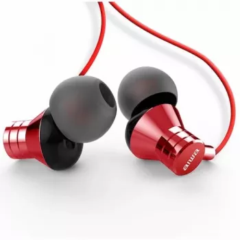 Headset intra-auricular estéreo AIWA ESTM-50RD com microfone, vermelho