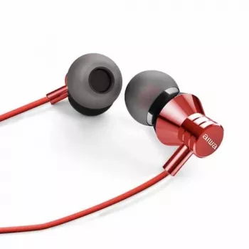 Headset intra-auricular estéreo AIWA ESTM-50RD com microfone, vermelho