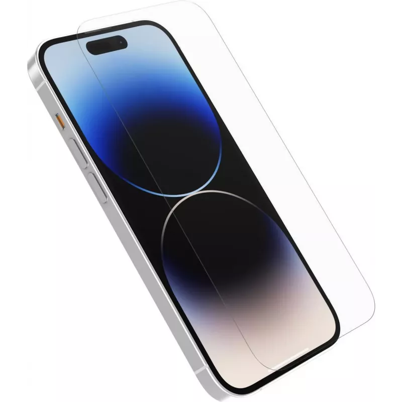 Película de proteção de ecrã OtterBox Trusted Glass para Apple iPhone 14 Pro Max – vidro temperado, transparente, dureza 9H, antimicrobiano, oleofóbico, instalação fácil com Screen Machine 77-88923