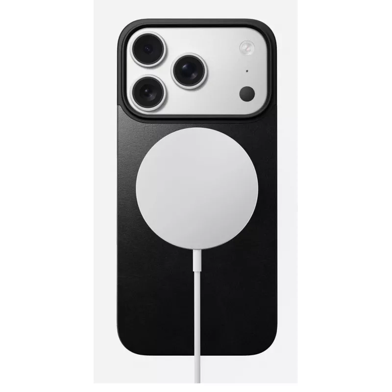 Capa traseira magnética de couro NOMAD para iPhone 17 Pro – compatível com MagSafe, couro Horween, Preto