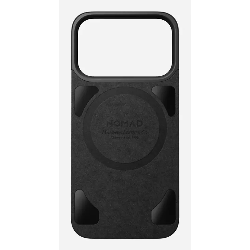 Capa traseira magnética de couro NOMAD para iPhone 17 Pro – compatível com MagSafe, couro Horween, Preto