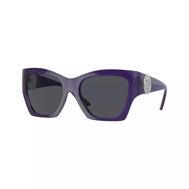 Óculos de sol de mulher Versace VE4452-541987, armação Cat-Eye preta, lentes cinzentas, 55/19/135 mm